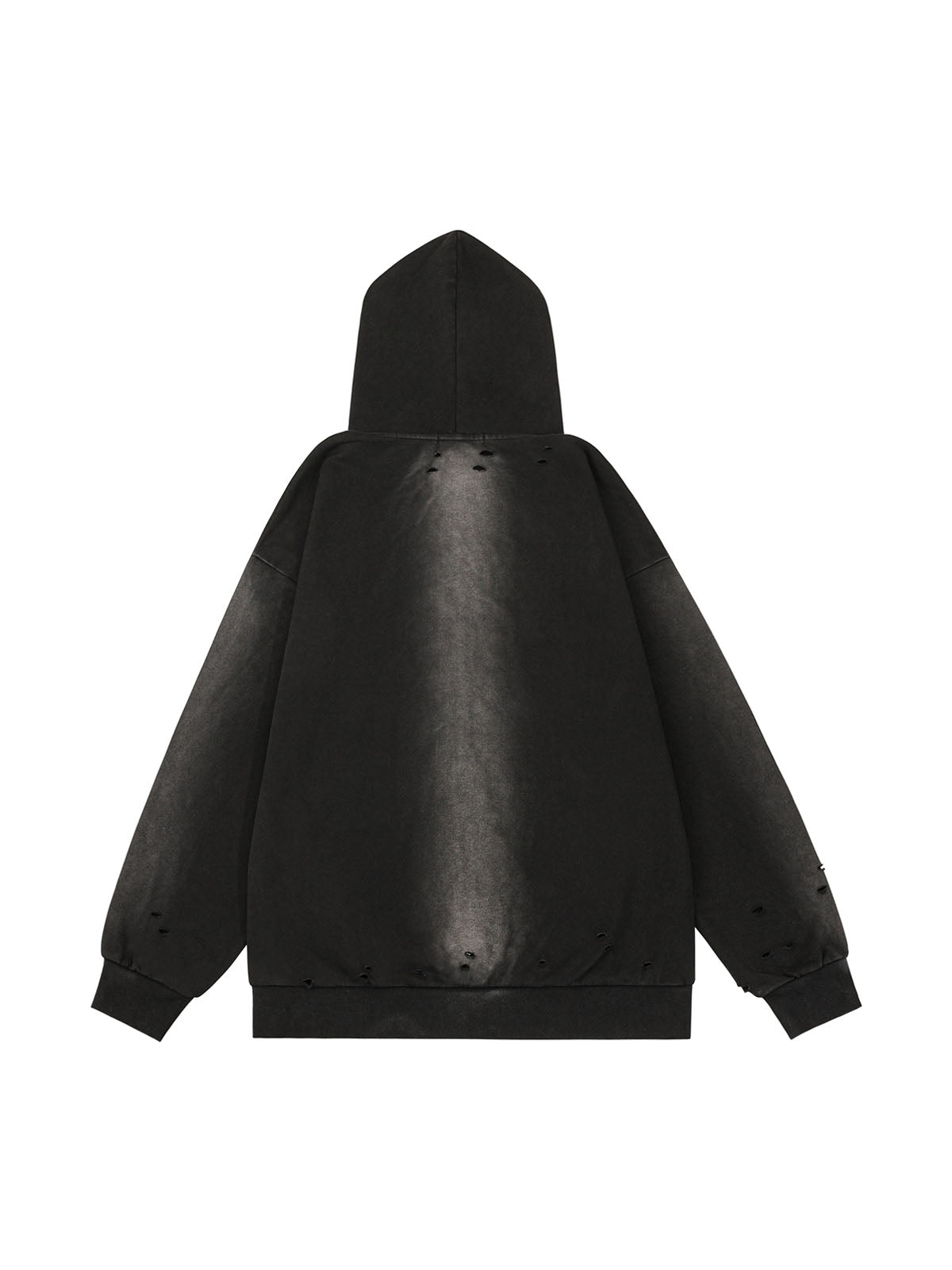 Washed Ripped Zip Up Hoodie 
