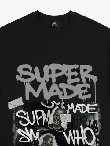 Streetwear Graffiti Character Collage Graphic T-Shirt 