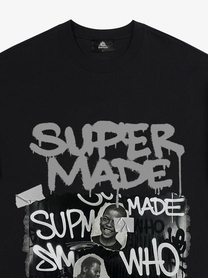 Street Graffiti Style Retro Character Collage T-Shirt 