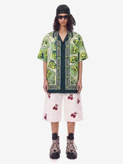 Baroque Pattern Statue Camp Collar Boxy Shirt 