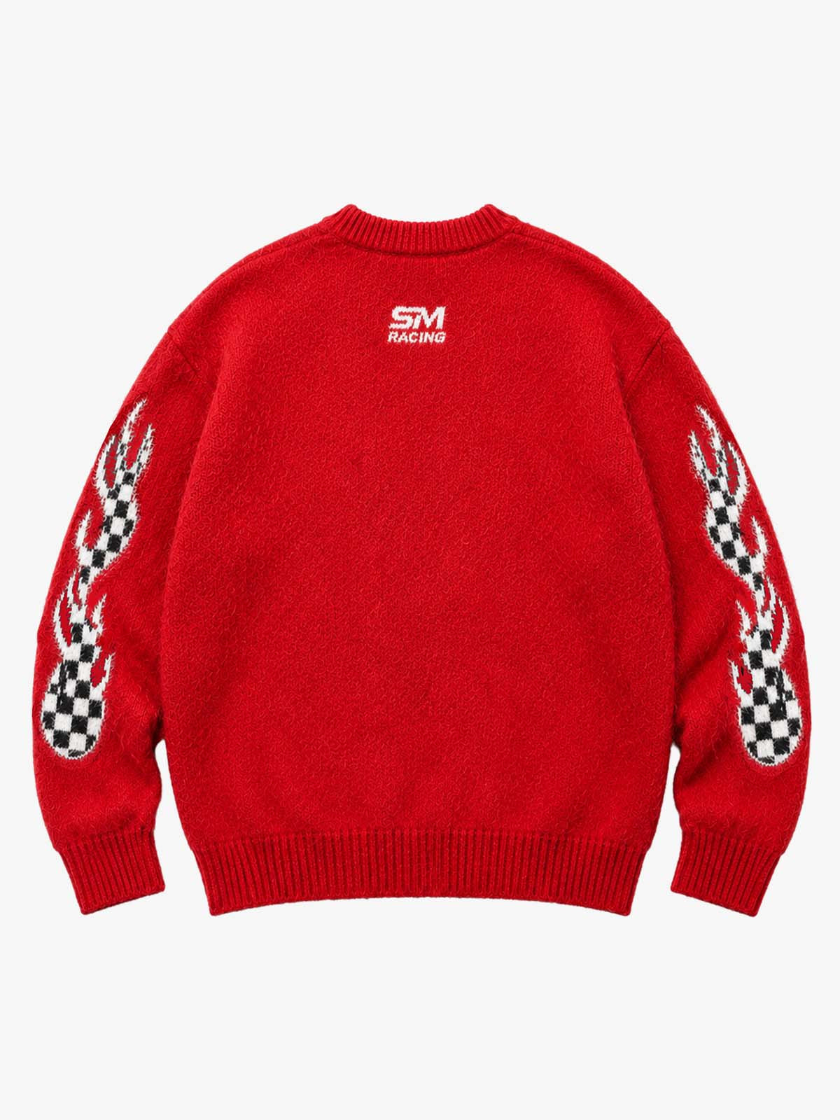 Skull Flame Graphic Boxy Knit Sweater