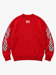 Skull Flame Graphic Boxy Knit Sweater