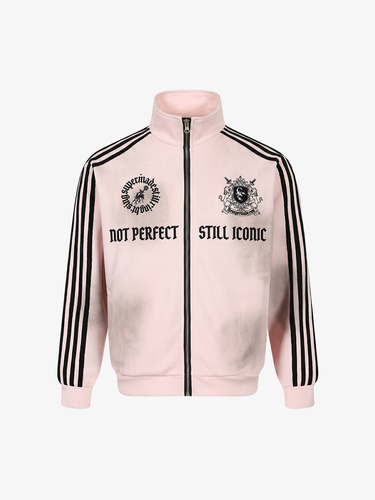 Striped Patchwork Hoodie with Logo Badge