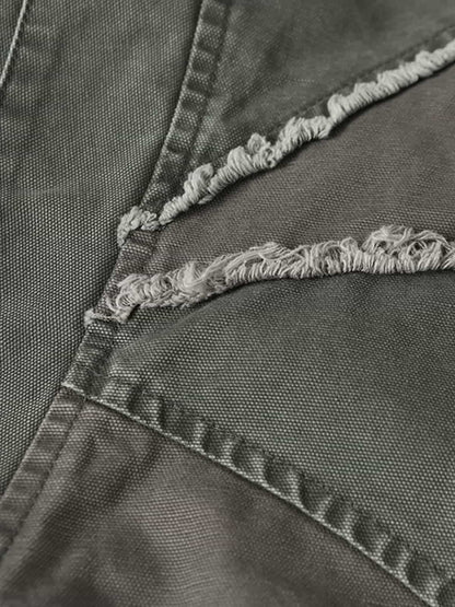 Retro Workwear Patchwork Hooded Utility Jacket 