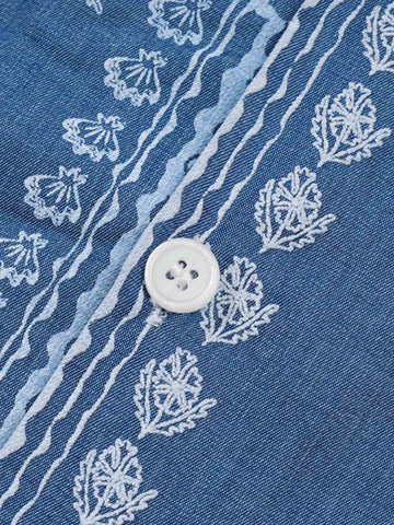 Blue Paisley Camp Collar Boxy Shirt 