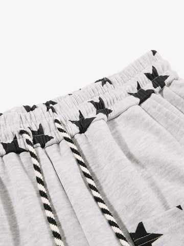 Star Print Pocket Baggy Sweatpants