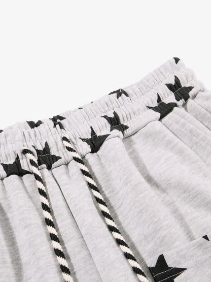 Star Print Pocket Baggy Sweatpants