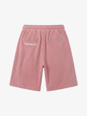 Pantaloncini in camoscio color block con lettere ricamate