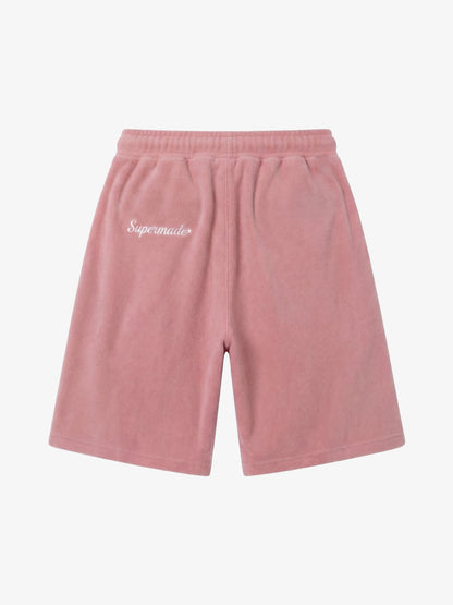 Letter Embroidered Color Block Suede Shorts