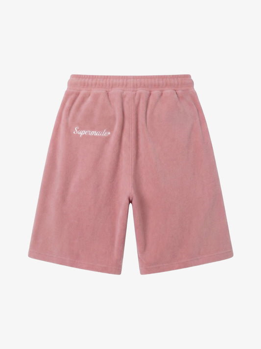 Letter Embroidered Color Block Suede Shorts