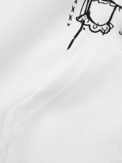 Retro Plush Collar Cartoon Anime Zip-Up Hoodie 