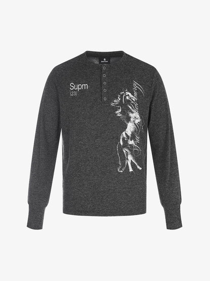 Distressed Graphic Henley Tee