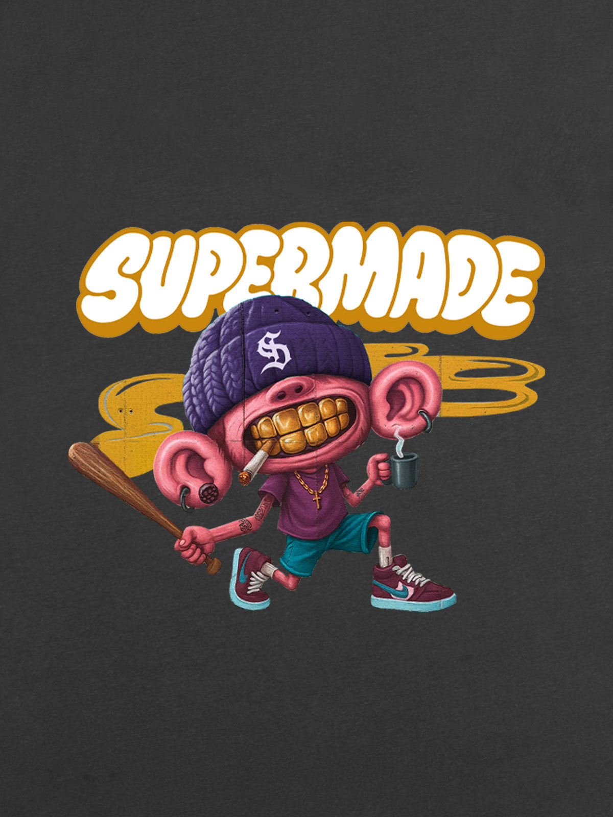 Thesupermade Cartoon Graffiti Baseball Cool Boy T-shirt 