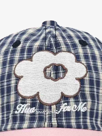 Casquette de baseball brodée à carreaux floraux