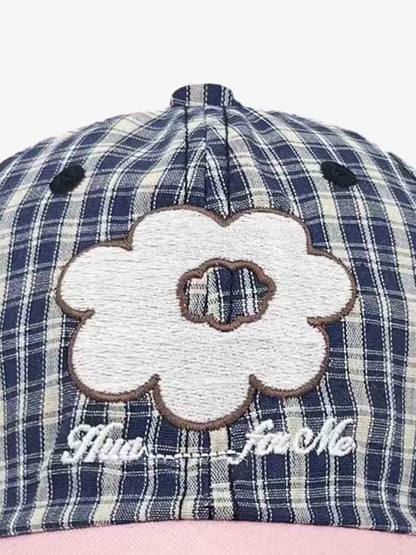 Casquette de baseball brodée à carreaux floraux
