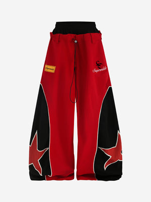 Star Color Block Double-Waist Paratrooper Pants