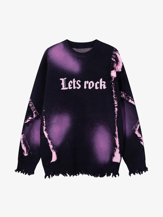 Raw Edge Damaged Dirty Dyed Niche  Sweatshirt 