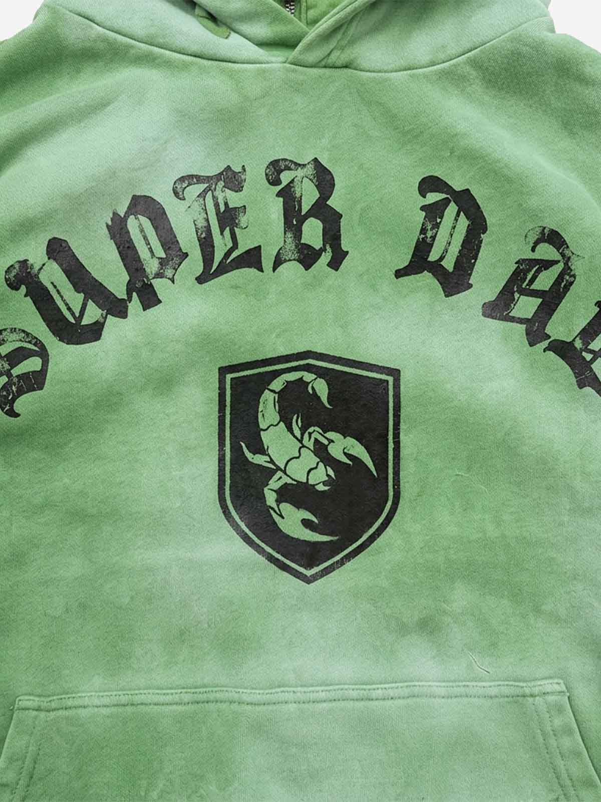 Distressed Graphic Washed Cropped Hoodie