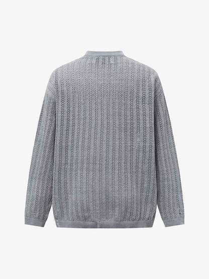 Stylish Knit Sweater with Floral Embroidery and Textured Design 