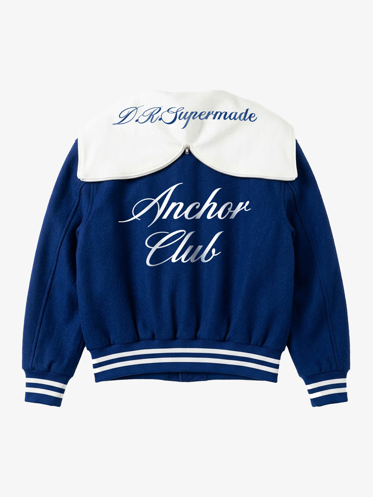 Crest Graphic Contrast-Hood Varsity Jacket