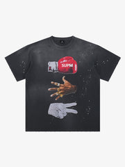 Schwarzes T-Shirt mit Used-Look-Grafik