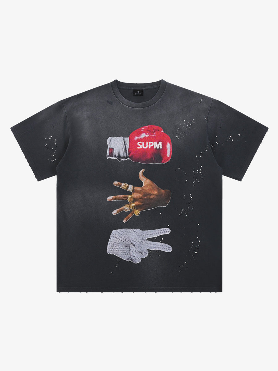 T-shirt graphique noir délavé