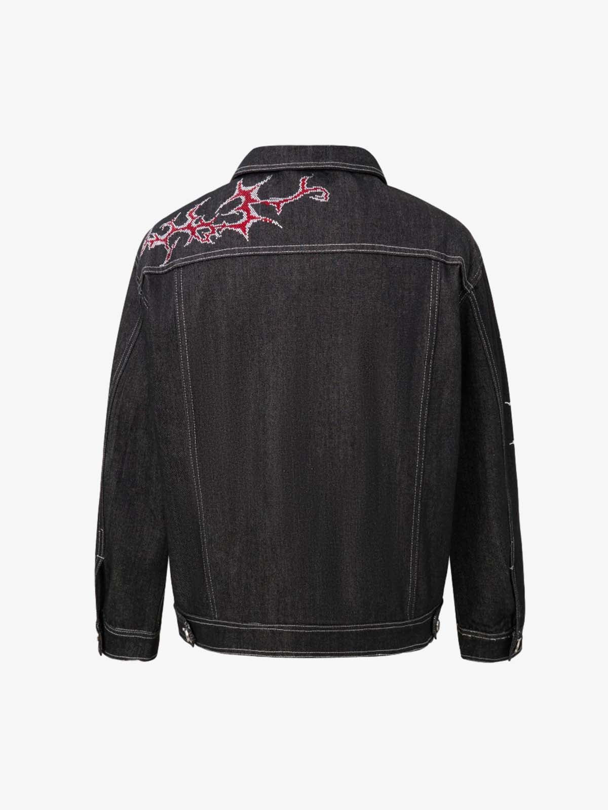 Rhinestone Thorn Graphic Denim Jacket 