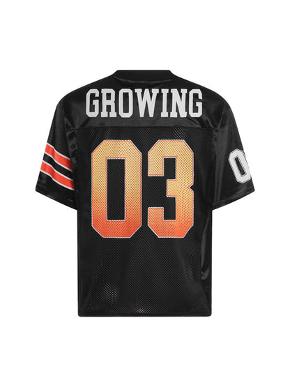 Jersey Print V-Neck Oversize Short Sleeve T-shirt 