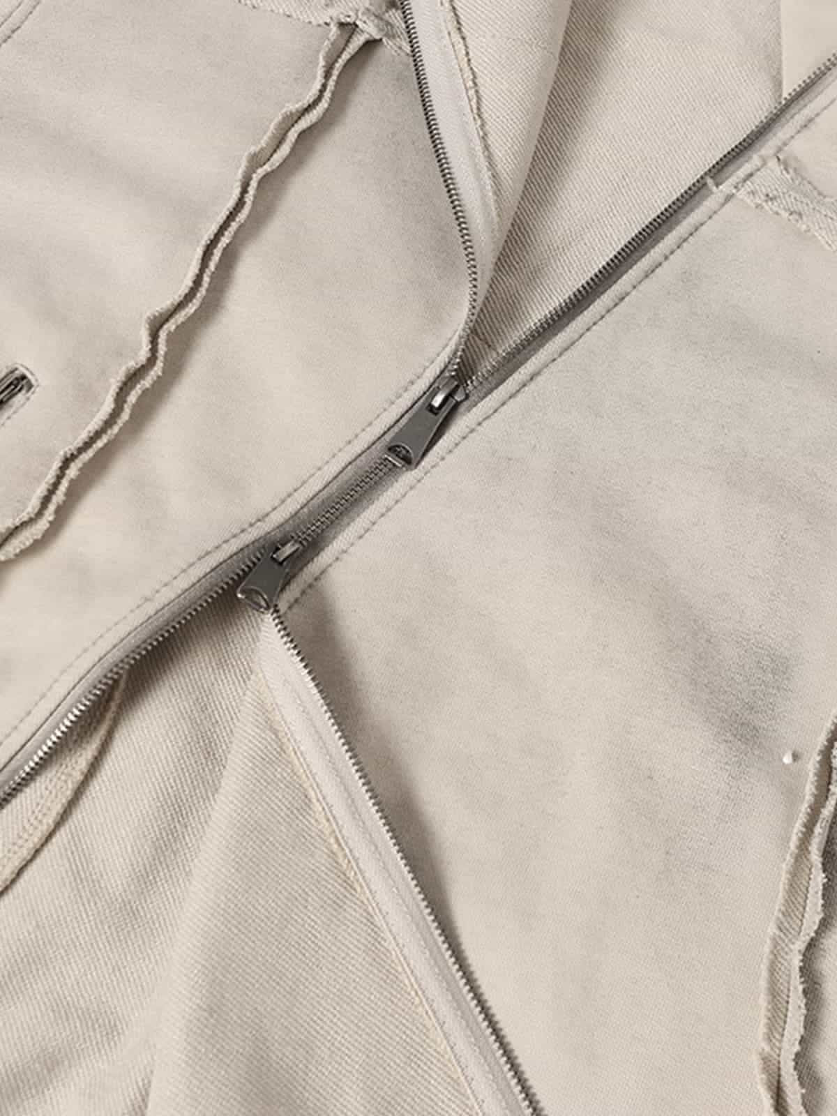 Retro Asymmetric Zip Up Deconstructed Hoodie 