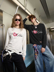 Miami Limited Edition, Washed Slash‑Print Long‑Sleeve T‑Shirt
