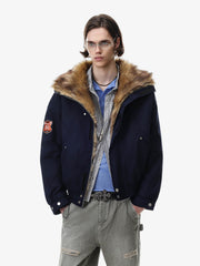 Studded Badge Embroidered Padded Coat