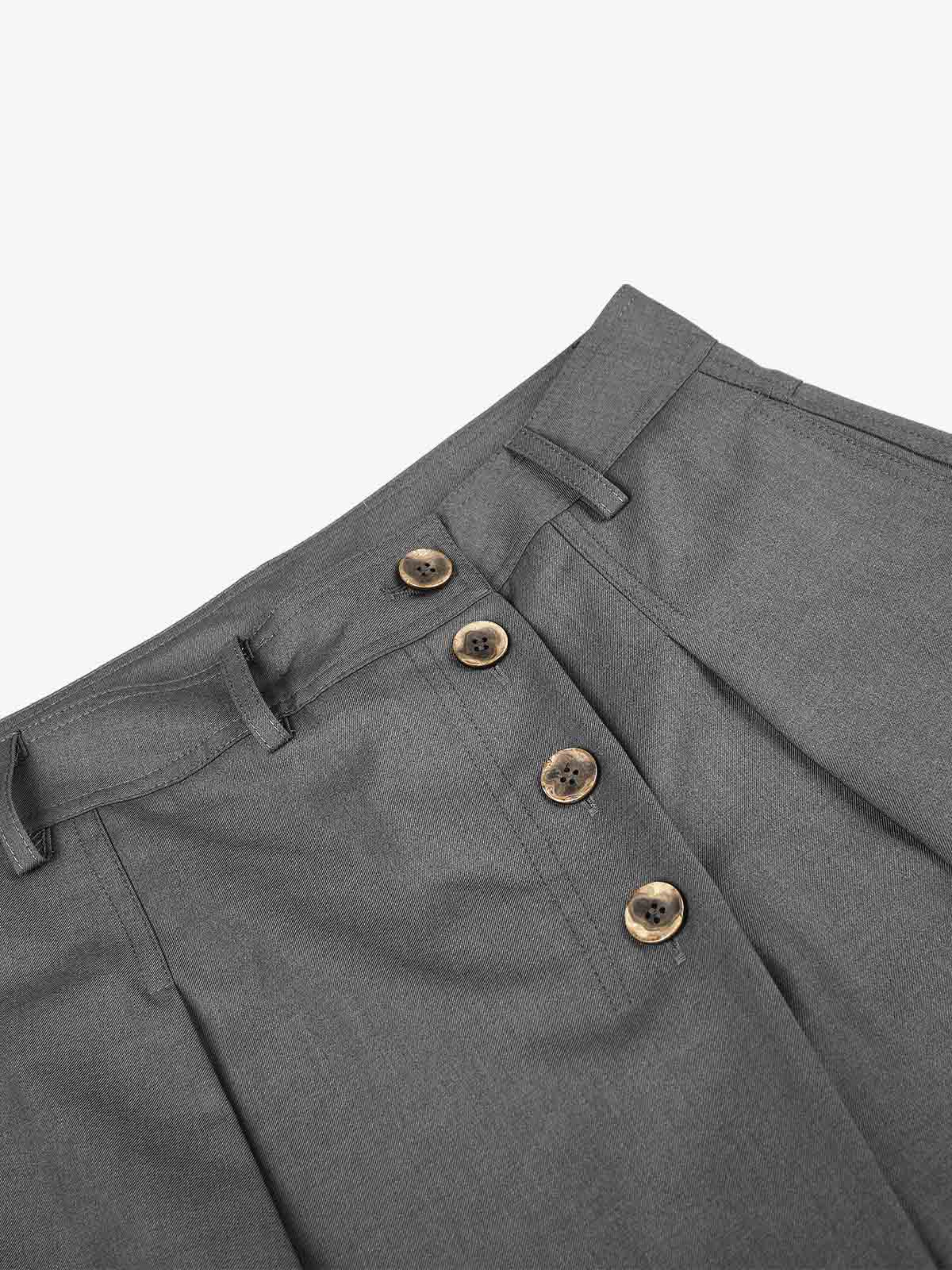 Button Placket Baggy Barrel Pants