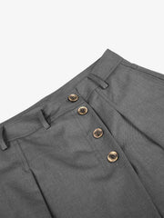 Button Placket Baggy Barrel Pants