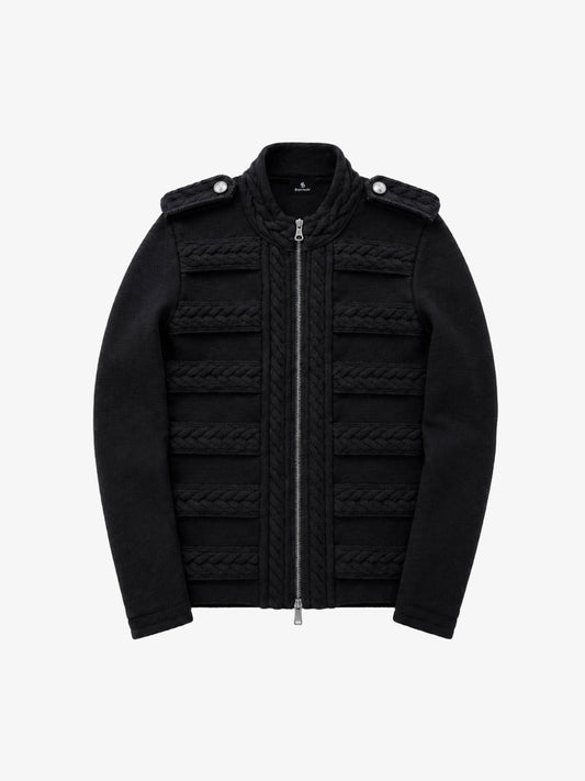 Royal-style Cable-knit Zip-up Jacket