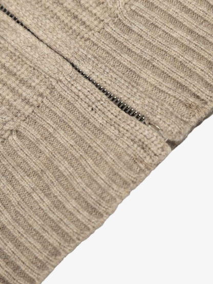 Retro High Neck Cardigan Knit Zipper Sweater