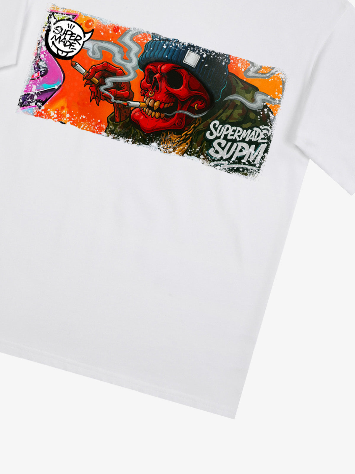 Thesupermade Distressed Blood Red Skull Graffiti T-shirt 