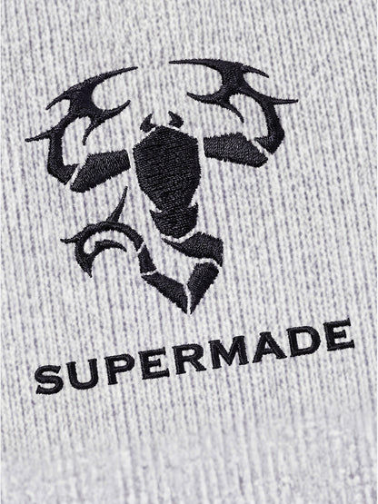 Cotton-blend black, white and gray vest with scorpion embroidered logo and deformed logo print 