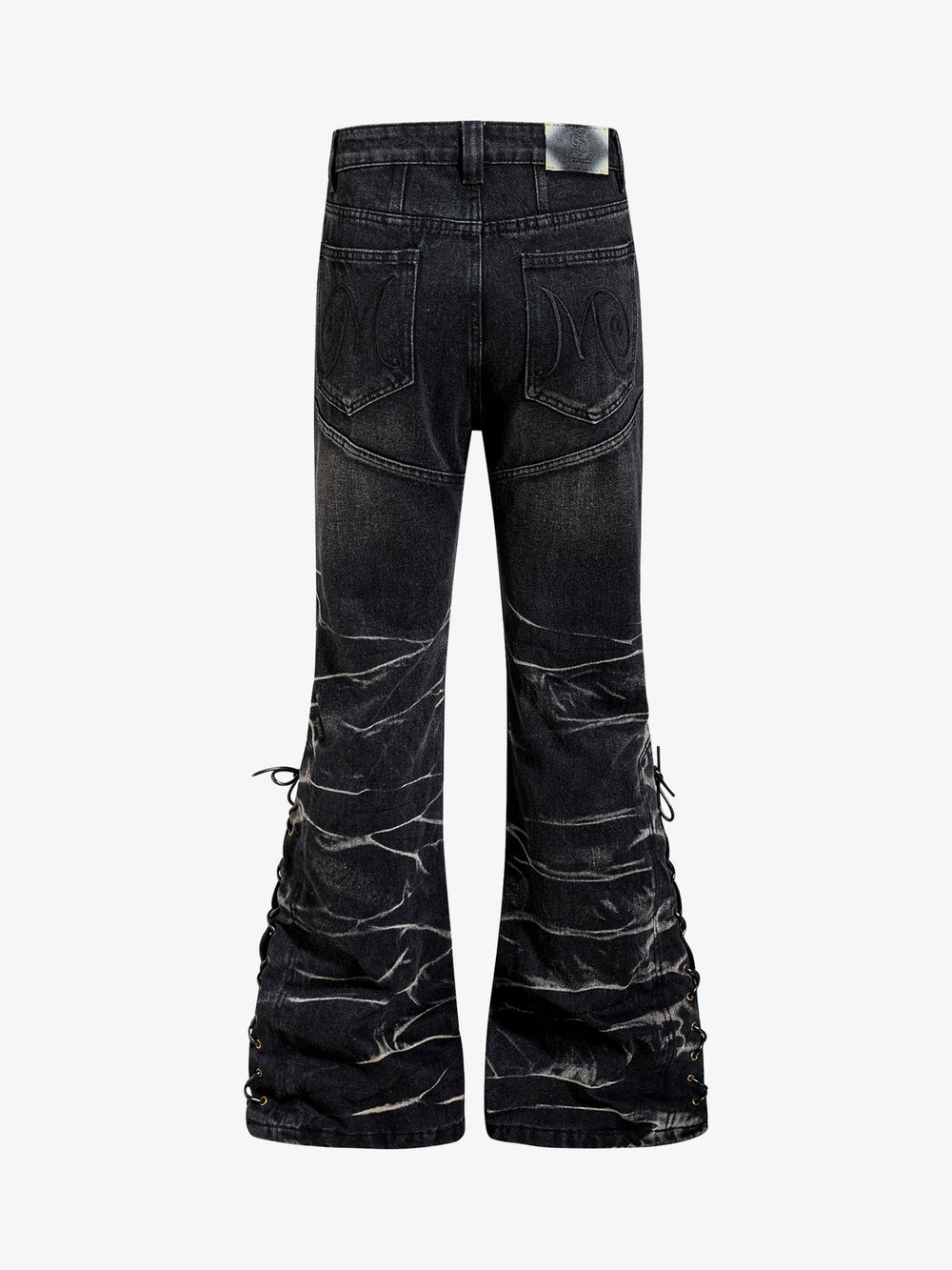 Button Fly Whiskering Bootcut Jeans