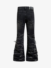 Button Fly Whiskering Bootcut Jeans