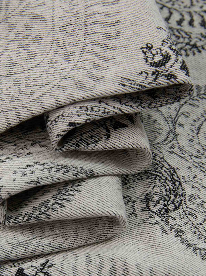 Linen Printed Wide-Leg Pants with Paisley Pattern High-Waisted Comfortable Trousers for Women 