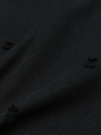 Dirty-Dye Embroidered Long Sleeve Polo Shirt 