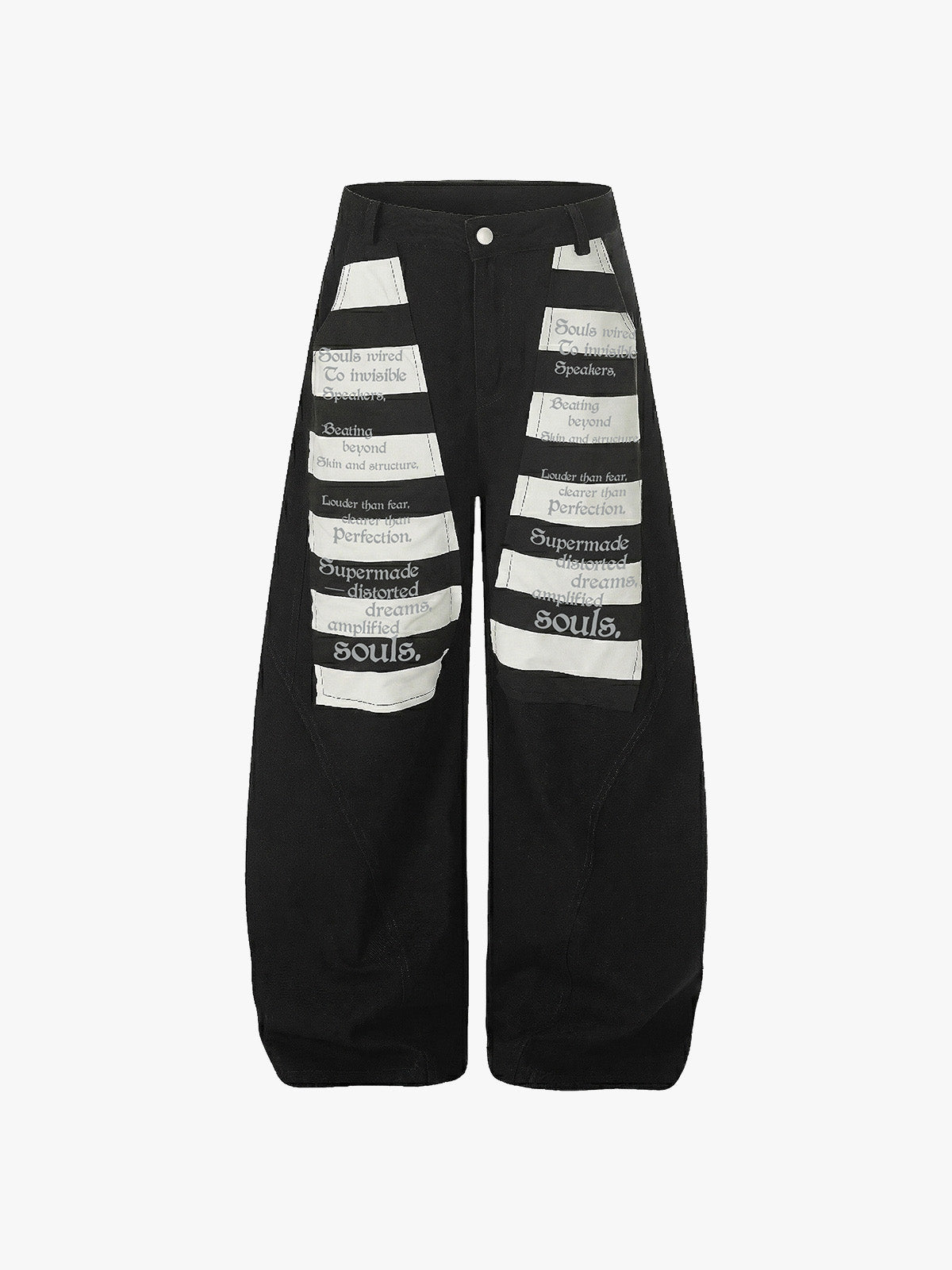 Wide Leg Striped Patchwork Letter Print Pants