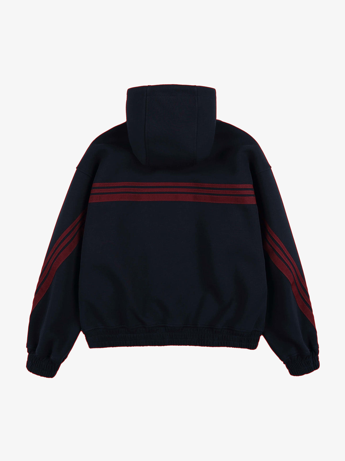 Striped Patchwork Boxy Fit Zip-Up Hoodie