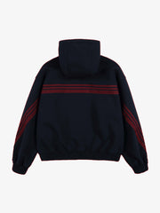 Striped Patchwork Boxy Fit Zip-Up Hoodie