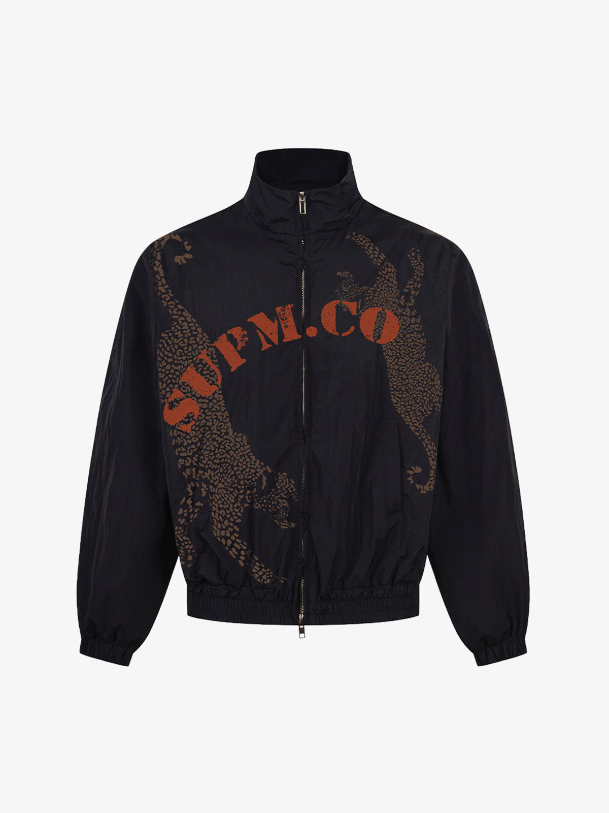 Leopard Graphic Lightweight High-Neck Windbreaker Jacket