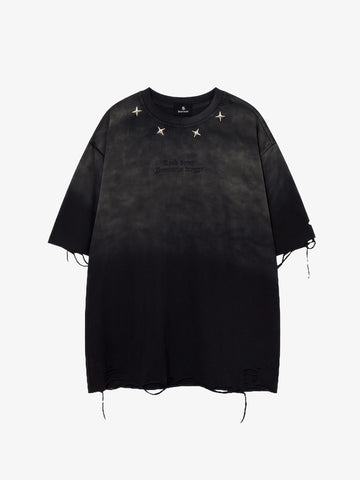 Embroidered Ripped Distressed Tee
