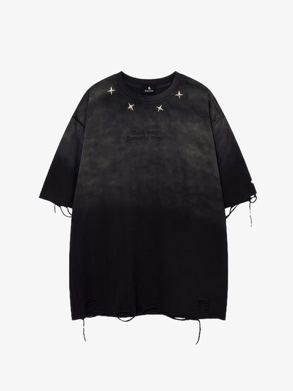 Embroidered Ripped Distressed Tee