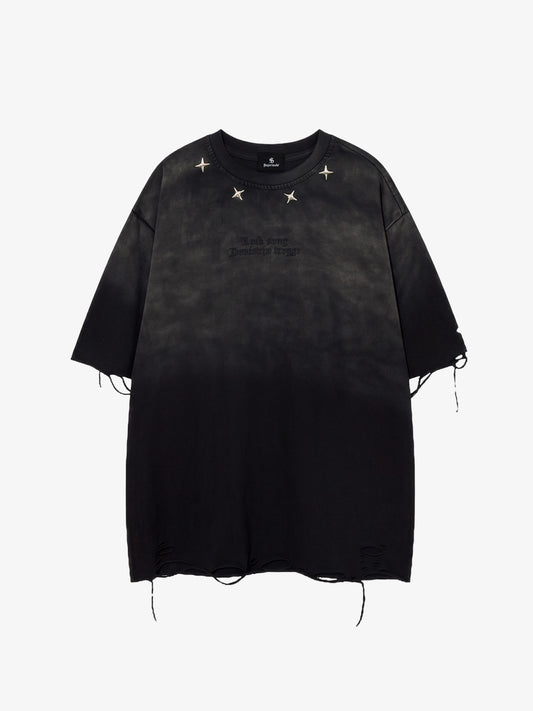 Embroidered Ripped Distressed Tee