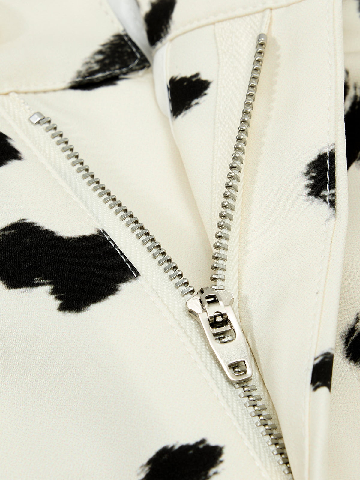Cow Print Lace Trim Straight Leg Pants 