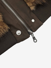Mountain-Panel Faux-Fur Collar Fleece-Lined Padded Coat